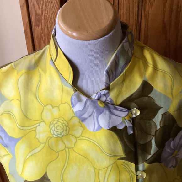 Vintage Sears, 100% Cotton, Perma Press,  Size 18, Asian inspired floral dress. - Picture 5 of 12